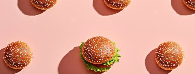 Burger pattern pale soft color background