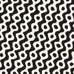Vector seamless hand-painted ink pattern. Abstract decorative background. Stylish monochrome hand-drawn texture.