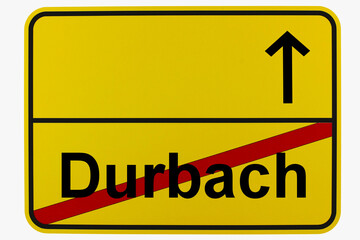 Illustration eines Ortsausgangsschildes von Durbach in Baden-Württemberg	