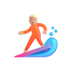  Person Surfing: Medium-Light Skin Tone