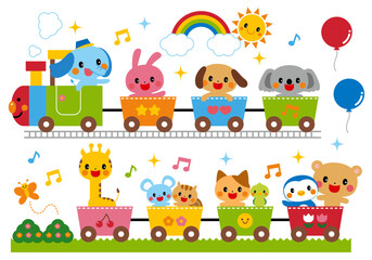Fototapeta premium かわいい動物さん列車