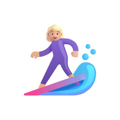 Woman Surfing: Medium Light Skin Tone