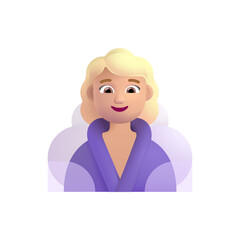 Woman in Steamy Room: Medium-Light Skin Tone