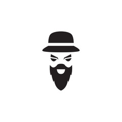 bearded man icon logo design vector