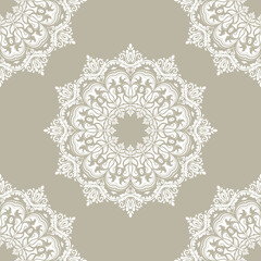 Orient classic pattern. Seamless abstract beige and white background with vintage elements. Orient pattern. Ornament for wallpapers and packaging