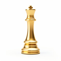 One golden chess pawn isolated on white background