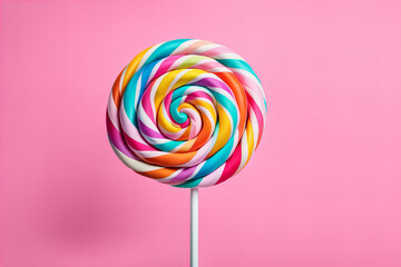 colorful lollipop on a pink background