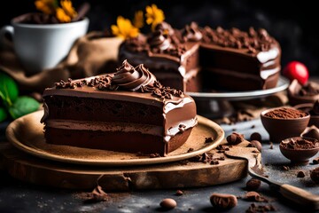 chocolate cake with coffee and chocolate