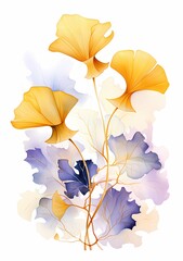 colorful watercolor ginkgo leaves illustration