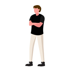 young good looking man doing arm crossed pose with confident. vector illustration.