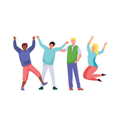 young people Jumping and dancing, happy people. Positive emotions set illustration.