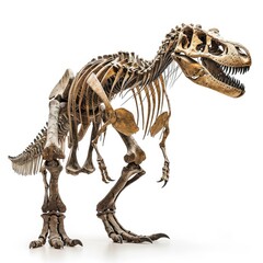 Huge dinosaur skeleton isolated on white background