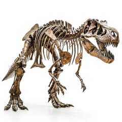 Fototapeta na wymiar Huge dinosaur skeleton isolated on white background