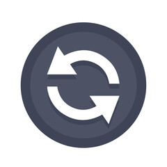 Flat icon of update icon, cyclic rotation, recycling recurrence, renewal.