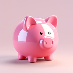 Pink piggy bank 3d render realistic vector illustrate