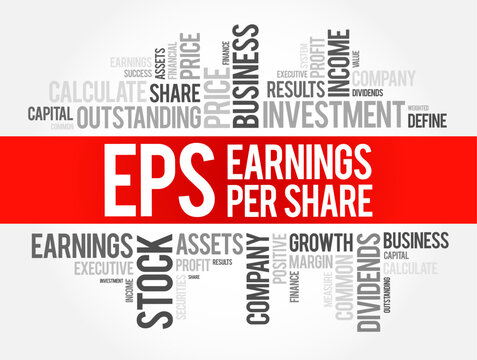 EPS Earnings Per Share - monetary value of earnings per outstanding share of common stock for a company, word cloud concept background