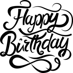 Handwritten  brush lettering of Happy Birthday , Typography design.