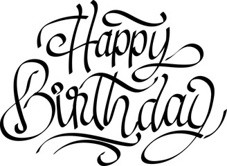 Handwritten  brush lettering of Happy Birthday , Typography design.