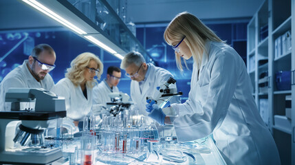 Modern Laboratory Research Team at Work