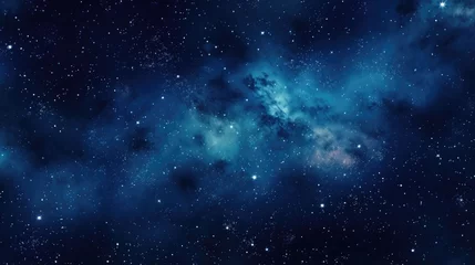 Gordijnen Starry galaxy abstract blue cosmic background © JanNiklas