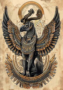 Egyptian pharaoh Vintage Animal God, warrior, in Royal Costumes, Fantasy gods of Egypt