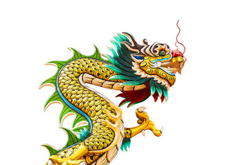 Chinese dragon head on white background