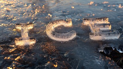 Ice written on an ice surface