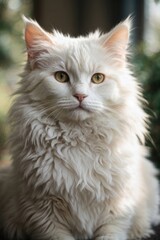 AI-Generated White Cat - Digital Artwork