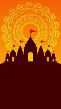 Hindu mandir , Ram mandir ayodhya, Shri Ram Janmbhoomi, Hindu God Ram, background animation, 4K video, potrait video