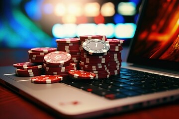 Online Gambling and Casino with Poker Online - obrazy, fototapety, plakaty