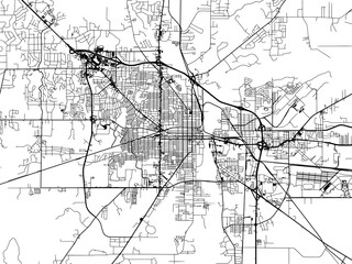 Vector road map of the city of  Albany  Georgia in the United States of America with black roads on a white background.