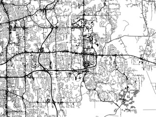 Vector road map of the city of  Alafaya  Florida in the United States of America with black roads on a white background.