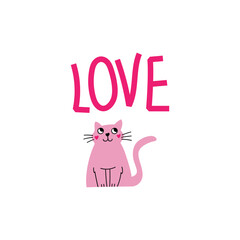 Cute and funny romantic cats for Valentine's day. Holiday inspiration. Cats with hears and romantic elements.