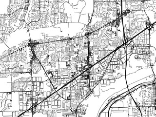 Vector road map of the city of  Bolingbrook  Illinois in the United States of America with black roads on a white background.