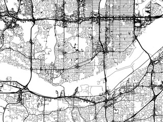 Vector road map of the city of  Bloomington  Minnesota in the United States of America with black roads on a white background.