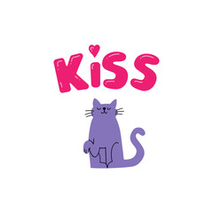 Cute and funny romantic cats for Valentine's day. Holiday inspiration. Cats with hears and romantic elements.