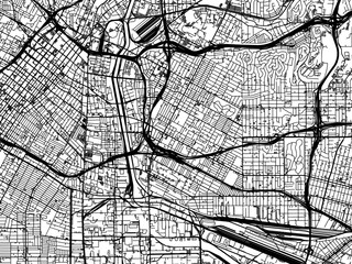 Fototapeta premium Vector road map of the city of Boyle Heights California in the United States of America with black roads on a white background.