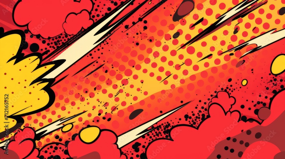 Poster dynamic halftone comic abstraction: playful design background in vibrant colors