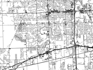 Vector road map of the city of  Canton  Michigan in the United States of America with black roads on a white background.