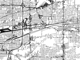 Vector road map of the city of  Cheektowaga  New York in the United States of America with black roads on a white background.
