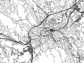 Vector road map of the city of  Danbury  Connecticut in the United States of America with black roads on a white background.