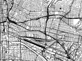Vector road map of the city of  East Los Angeles  California in the United States of America with black roads on a white background.