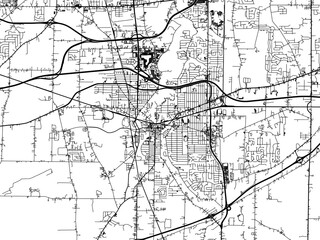Vector road map of the city of  Elyria  Ohio in the United States of America with black roads on a white background.