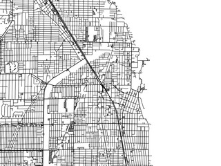 Vector road map of the city of  Evanston  Illinois in the United States of America with black roads on a white background.