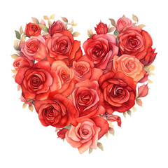 Obraz premium Heart Made of Red Roses. AI Generated Image
