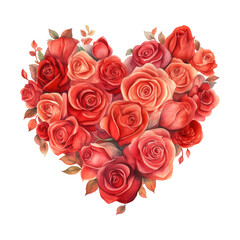 Heart Made of Red Roses. AI Generated Image