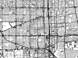 Vector road map of the city of  Gardena  California in the United States of America with black roads on a white background.