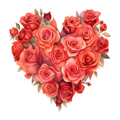 Heart Made of Red Roses. AI Generated Image