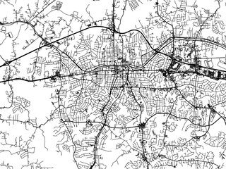 Vector road map of the city of  Gastonia  North Carolina in the United States of America with black roads on a white background.