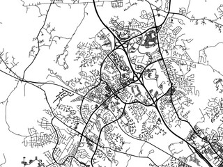 Vector road map of the city of  Germantown  Maryland in the United States of America with black roads on a white background.